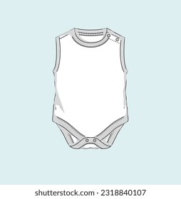 new born baby boy romper play suit flat sketch illustration, unisex bodysuit, onesie sketch, kids clothing sketch