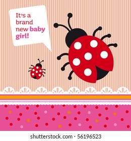 New born baby girl announcement card cover design in vector