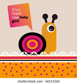 New born baby girl card design with helix in vector