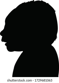 A New Born Baby Head, Silhouette Vector