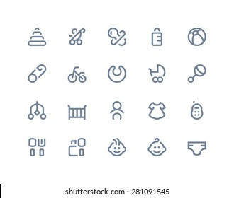 New Born And Baby Icons. Line Series