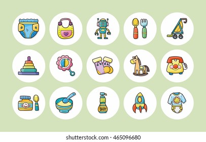 New born baby icons set,eps10