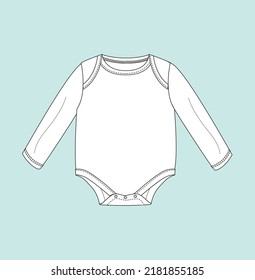 New born baby onesie bodysuit flat sketch illustration 