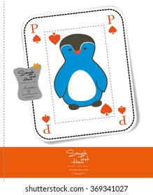 New born baby penguin shower card / Playing cards isolated on white background