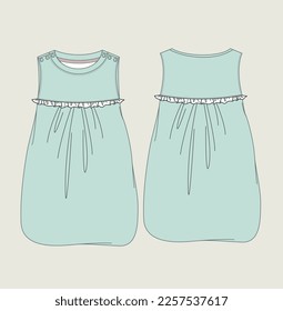 new born baby sleep bag flat sketch illustration