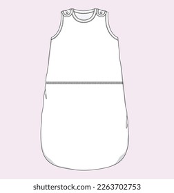 bolso de sueño de bebé recién nacido, ilustración de sketch plano de traje de dormir