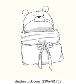 new born baby sleep bag flat sketch illustration