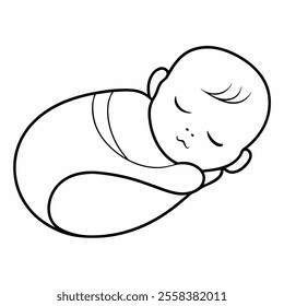 new born baby sleep vector icon with white background