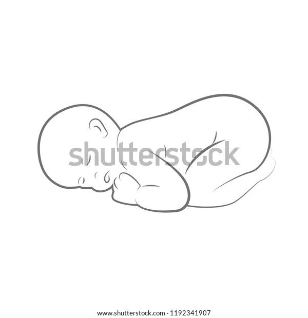 New Born Baby Sleeping Line Drawing Stock Vector (Royalty Free) 1192341907