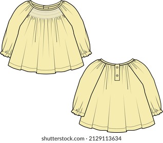 NEW BORN BABY AND TODDLER WEAR TOPS FRONT AND BACK VECTOR