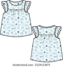 NEW BORN BABY AND TODDLER WEAR TOPS FRONT AND BACK VECTOR