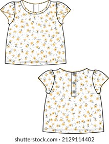 NEW BORN BABY AND TODDLER WEAR TOPS FRONT AND BACK VECTOR