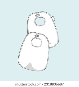 new born baby unisex bib, baby boy bib, baby girl bib flat sketch illustration