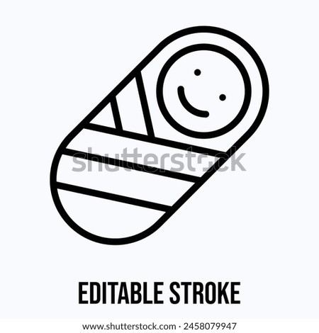 New Born Baby Vector Icon, Editable Stroke.