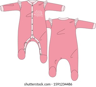 New born baby wear apparel clothes set body sleep pajamas suit dress vector design template 