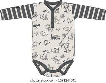 New born baby wear apparel clothes set body sleep pajamas suit dress vector design template 