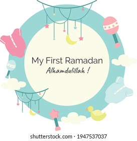 New Born baby's First Ramadan, New born baby's apparel illustration.
