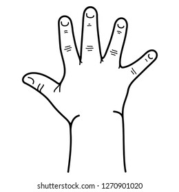 New born baby's hand. Vector flat outline icon illustration isolated on white background.