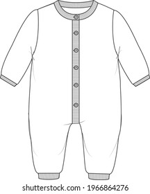 new born bodysuit flat sketch illustration