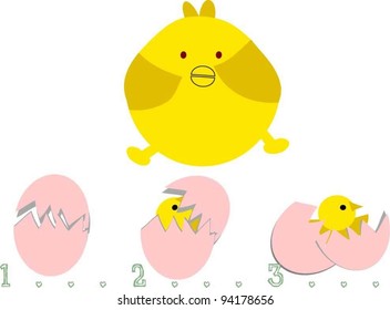 New born chick and chicken mom