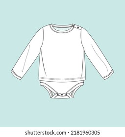 New born onesie bodysuit flat sketch illustration