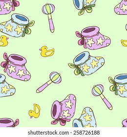 New born pattern. Design for children's magazine, children's cafe, areas for mother and child. You can use this pattern for the decoration of gift wrapping.