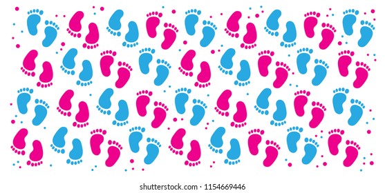New born, pregnant or coming soon footprints shoes and shoe sole. Kids or baby feet and foot steps Fun vector footsteps icon for print. Love heart blue boy or pink girl sign