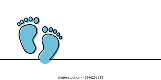 New born, pregnant or coming soon footprints shoes and shoe sole. Kids or baby feet and foot steps. Fun vector footsteps icon for print. Slogan Love heart blue boy or pink girl sign