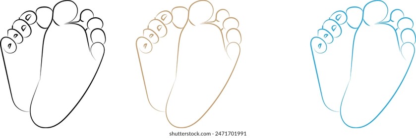 New born, pregnant or coming soon footprints shoes and shoe sole. Kids or baby feet and foot steps Fun vector footsteps icon for print. Love heart blue boy or pink girl sign