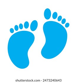 New born, pregnant or coming soon footprints shoes and shoe sole. Kids or baby feet and foot steps. Fun vector footsteps icon for print. Slogan Love heart blue boy or pink girl sign