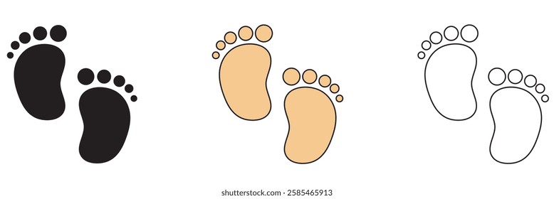 New born, pregnant or coming soon footprints shoes and shoe sole. Kids or baby feet and foot steps Fun vector footsteps icon for print. 1176