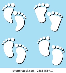 New born, pregnant or coming soon footprints shoes and shoe sole. Kids or baby feet and foot steps Fun vector footsteps icon for print. 1176