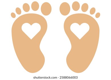 New born, pregnant or coming soon footprints shoes and shoe sole. Kids or baby feet and foot steps Fun vector footsteps icon for print. Love heart blue boy or pink girl sign eps 10