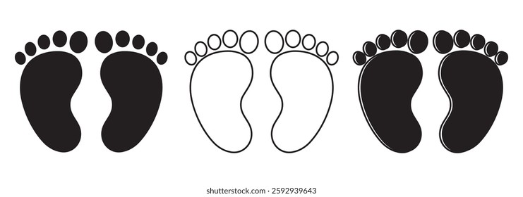 New born, pregnant or coming soon footprints shoes and shoe sole. Kids or baby feet and foot steps Fun vector footsteps icon for print. Love heart blue boy or pink girl sign