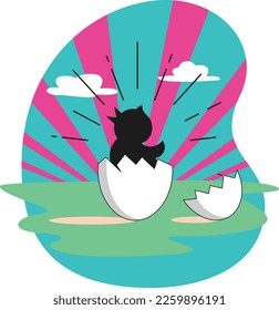 New Born Simple Vector Illustration Made With Line and Shadows