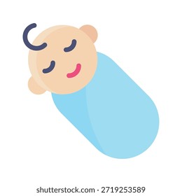 Ilustración vectorial de bebé dormido nacida Nueva, icono de estilo plano.