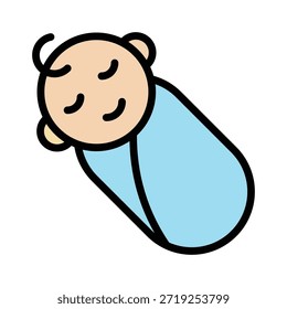 Neu geboren schlafendes Baby Vektorgrafik, Gefüllte Stil Symbol.