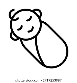 Neu geboren schlafendes Baby Vektorgrafik, Linie Stil Symbol.