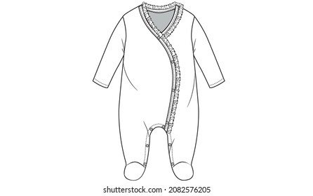 New born sleepsuit sketch with frill