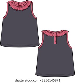 NEW BORN AND TODDLER GIRLS WEAR TOPS FRONT AND BACK VECTOR DESIGN