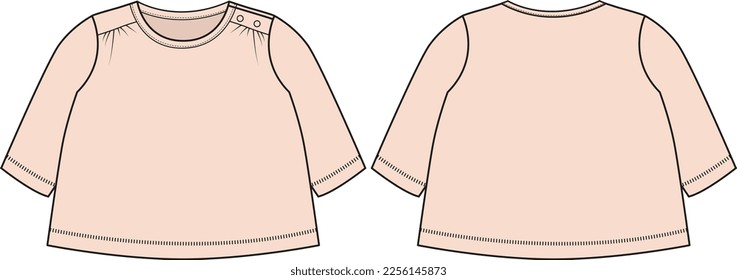 NEW BORN AND TODDLER GIRLS WEAR TOPS FRONT AND BACK VECTOR DESIGN