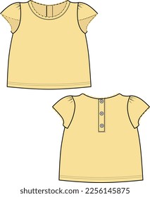 NEW BORN AND TODDLER GIRLS WEAR TOPS FRONT AND BACK VECTOR DESIGN