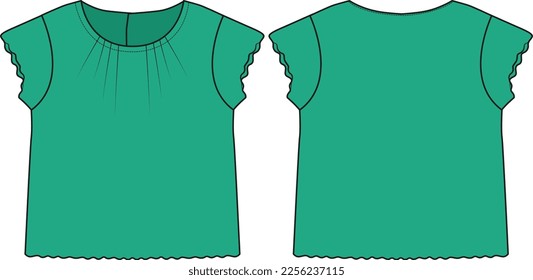 NEW BORN AND TODDLER GIRLS WEAR TOPS FRONT AND BACK VECTOR DESIGN