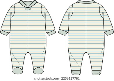 NEW BORN AND TODDLER WEAR ROMPERS FRONT AND BACK VECTOR