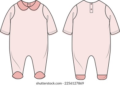 NEW BORN AND TODDLER WEAR ROMPERS FRONT AND BACK VECTOR