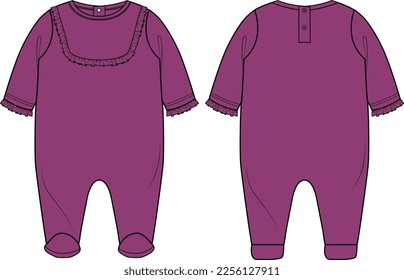 NEW BORN AND TODDLER WEAR ROMPERS FRONT AND BACK VECTOR