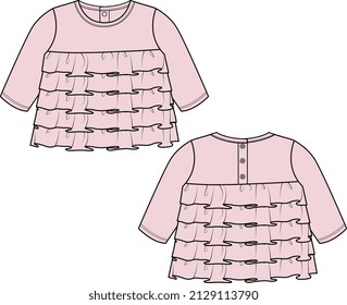 NEW BORN AND TODDLER WEAR TOPS FRONT AND BACK VECTOR