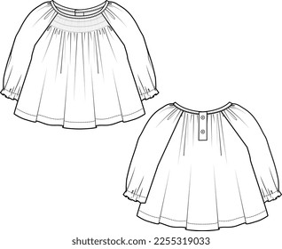 NEW BORN AND TODDLER WEAR TOPS FRONT AND BACK FASHION FLAT DESIGN VECTOR