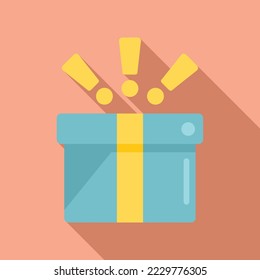 New box icon flat vector. Happy gift. Open birthday
