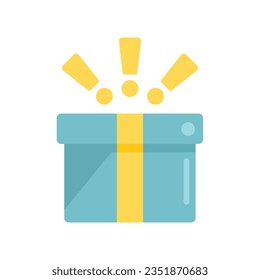 New box icon flat vector. Happy gift. Open birthday isolated
